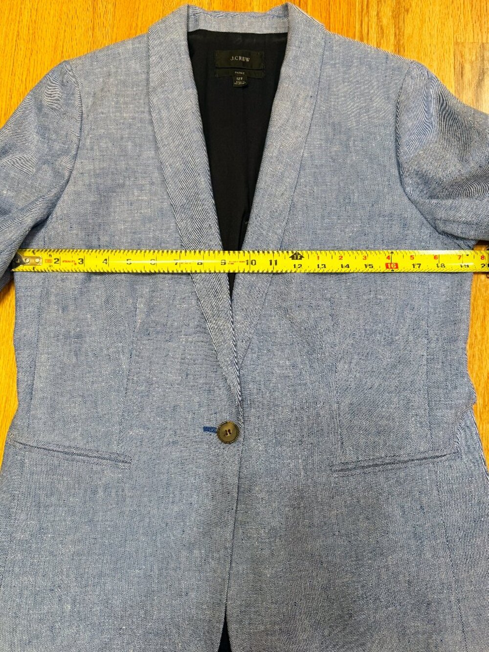 J.Crew Parke Light Chambray Blue Linen Shawl Collar Blazer Sz 12T - Picture 10 of 14